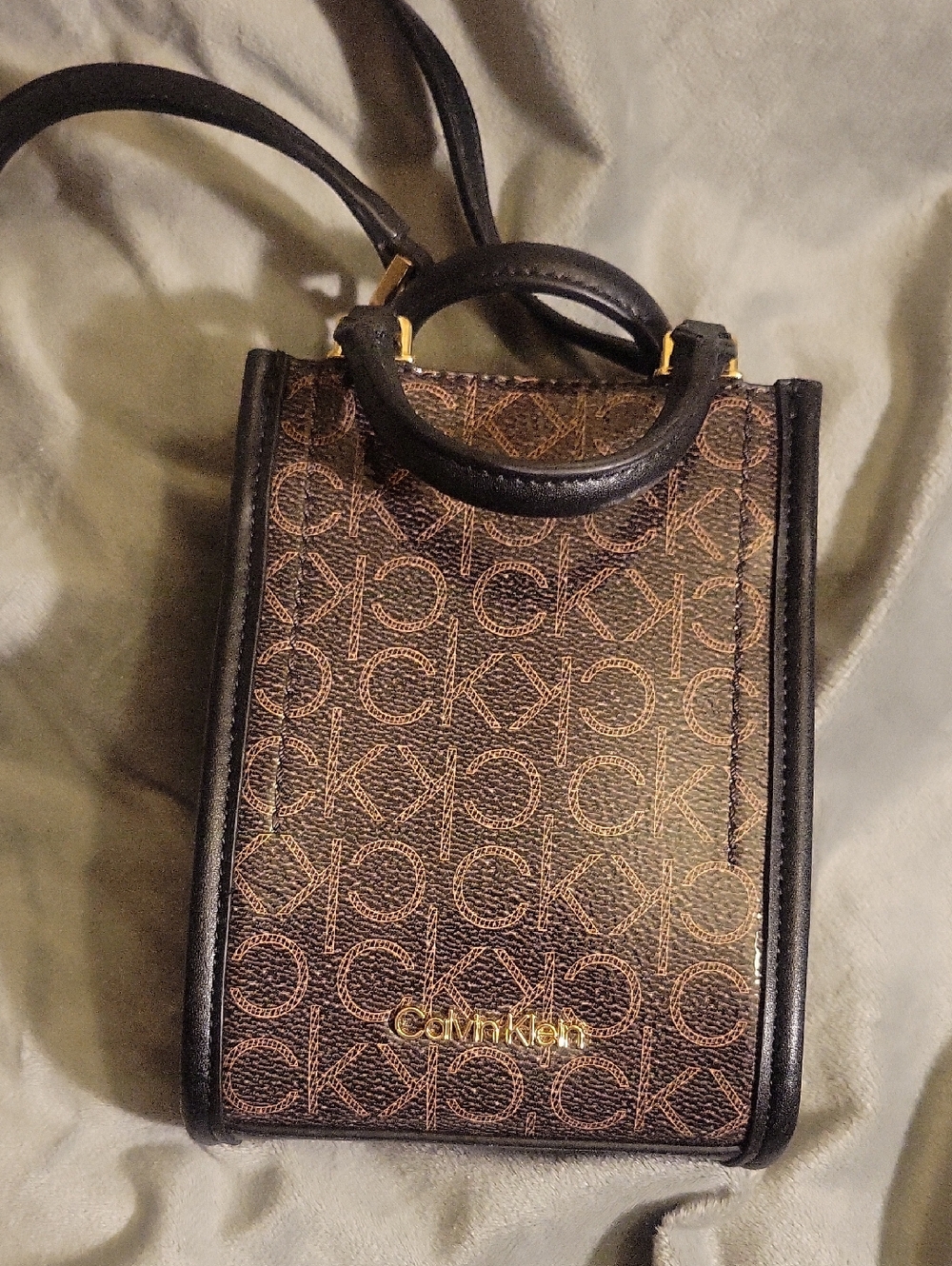 Calvin Klein Brown CK Monogram Mini Crossbody
